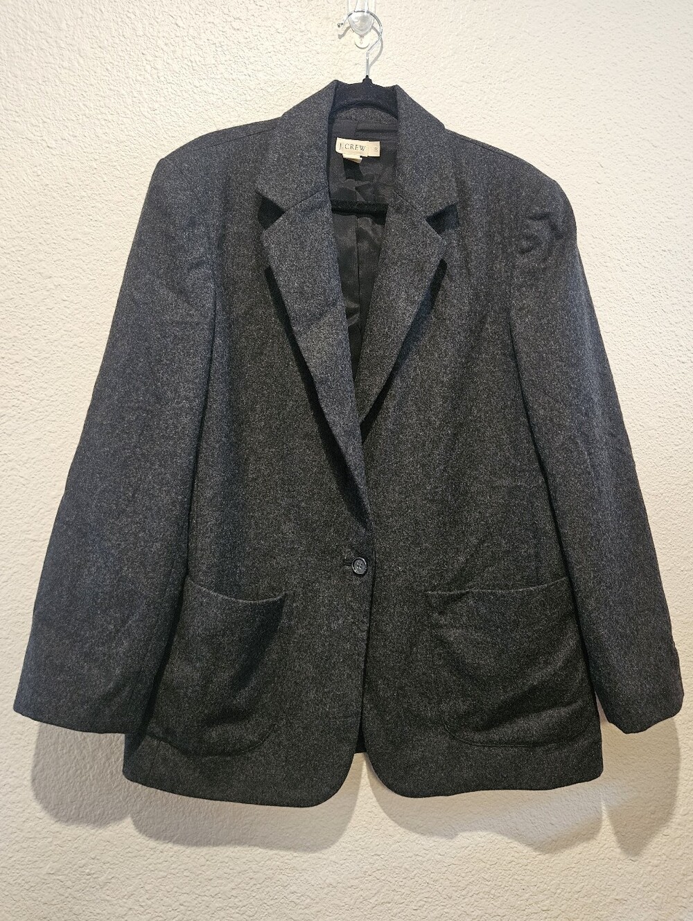 J Crew Wool Blend Lined Blazer Jacket Size 10 Charcoal Gray